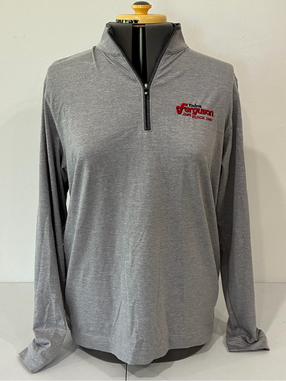 FJ Men’s Medium Performance 1/4 Zip Pullover Heather Gray Buick GMC Logo